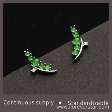 Green Color Icy Jadeite Stud Earrings